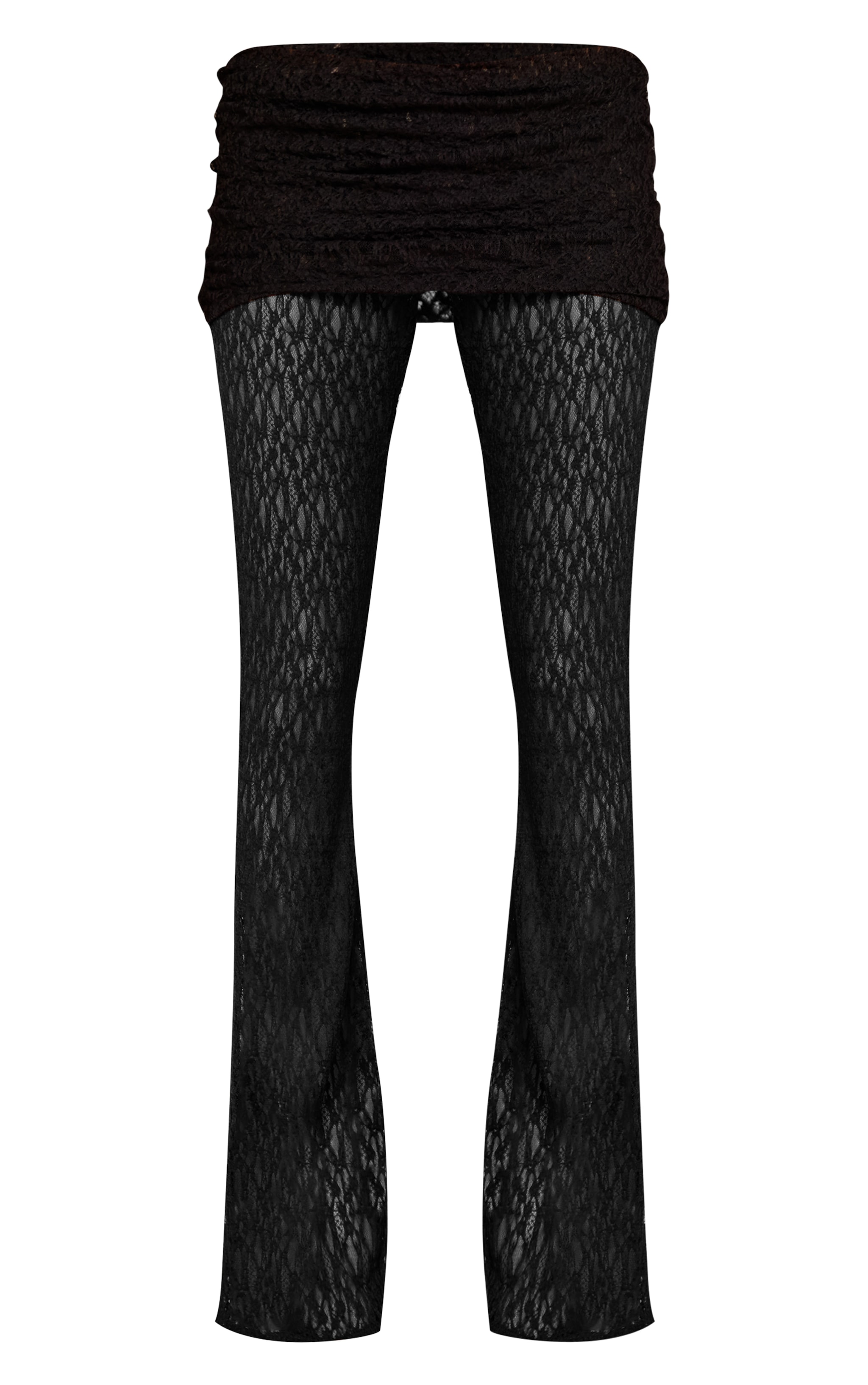 Black Lace Foldover Straight Leg Pant image 5