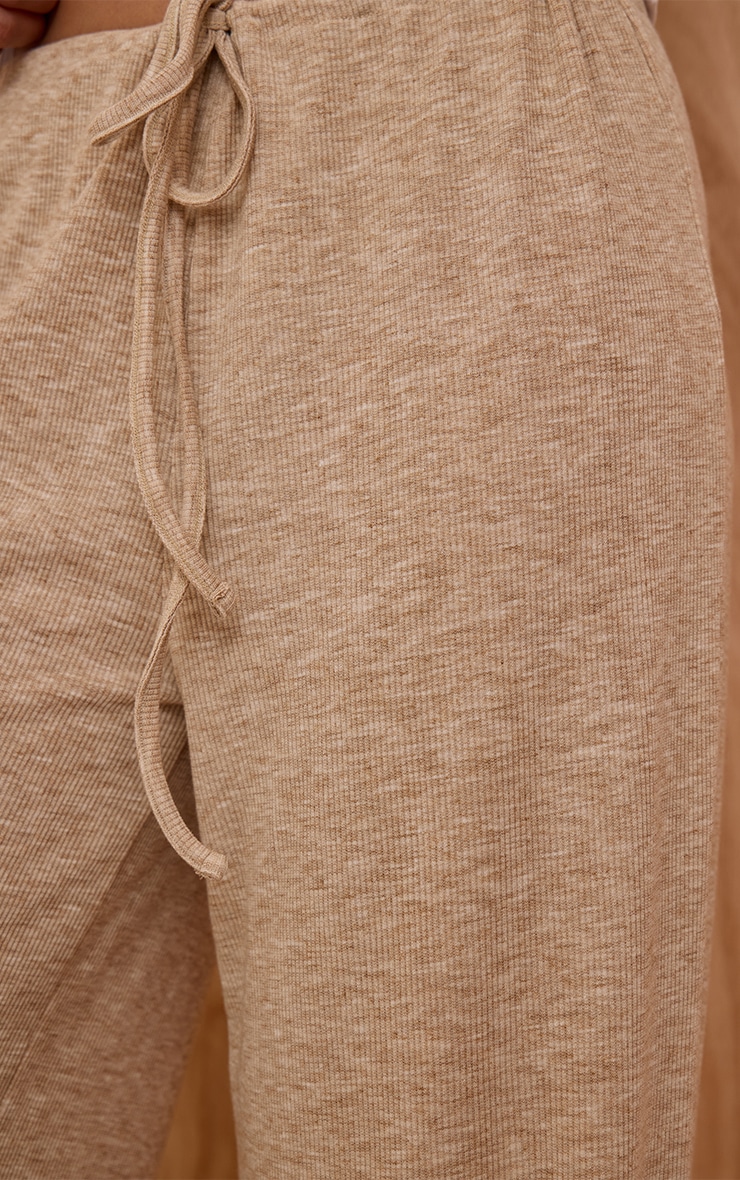 Stone Marl Ribbed Drawstring Wide Leg Pant image 4