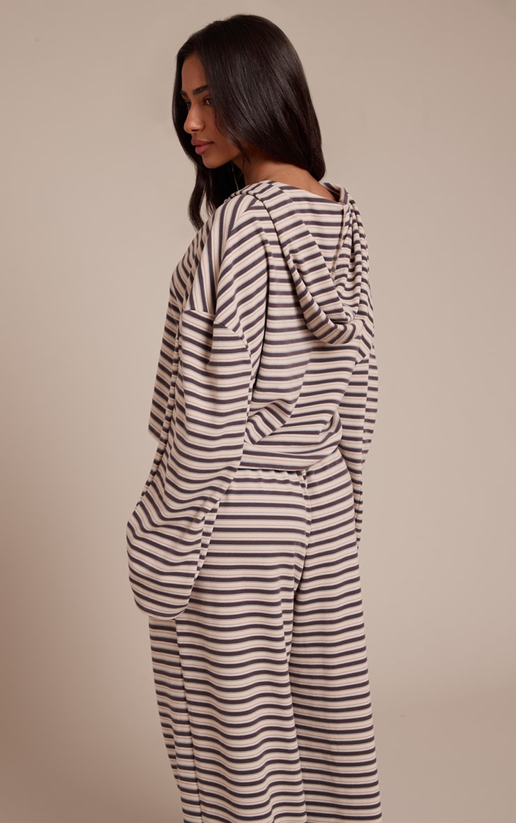 Veste zippée à rayures marron en polaire douce  Petite image 2