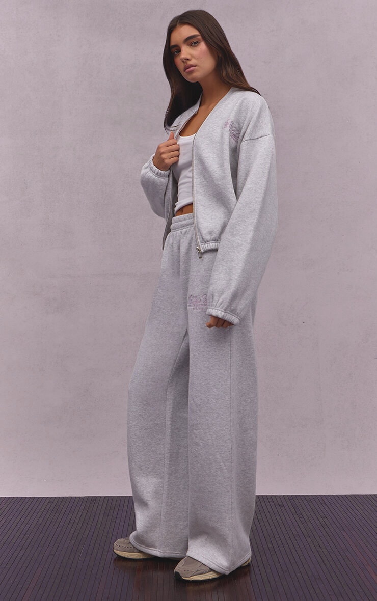 Ash Grey Athletics Club Cotton Fleece Bomber Jacket image 3