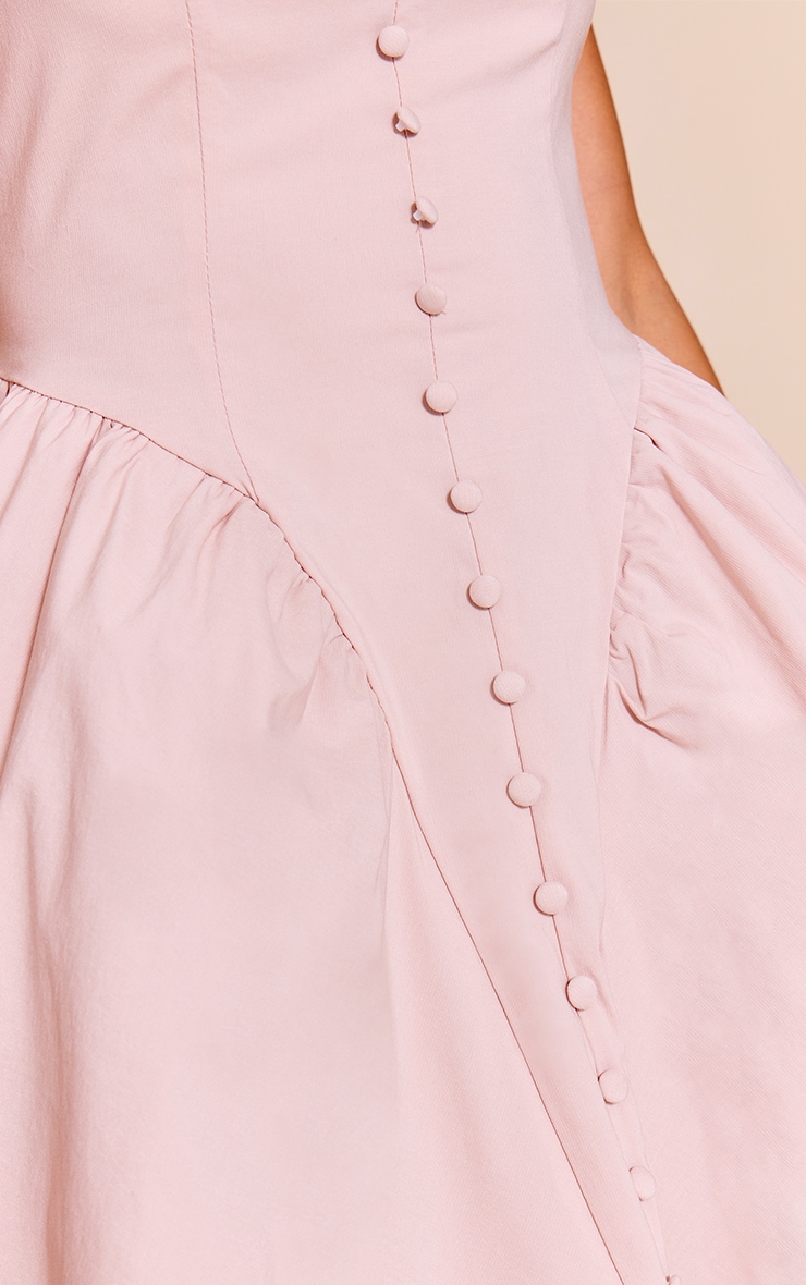 Blush V Waist Button Down Sleeveless Shift Mini Dress image 4