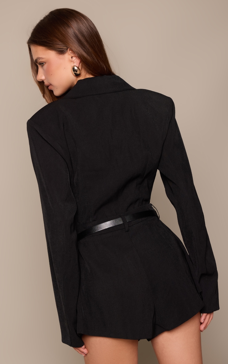 Black Blazer Belt Detail Romper image 2