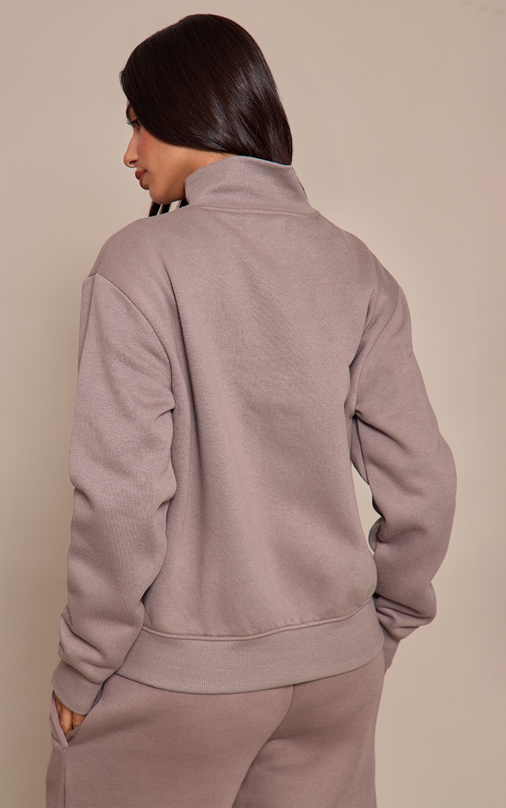 Petite Charcoal Grey Seam Detail Zip Up Track Top image 2