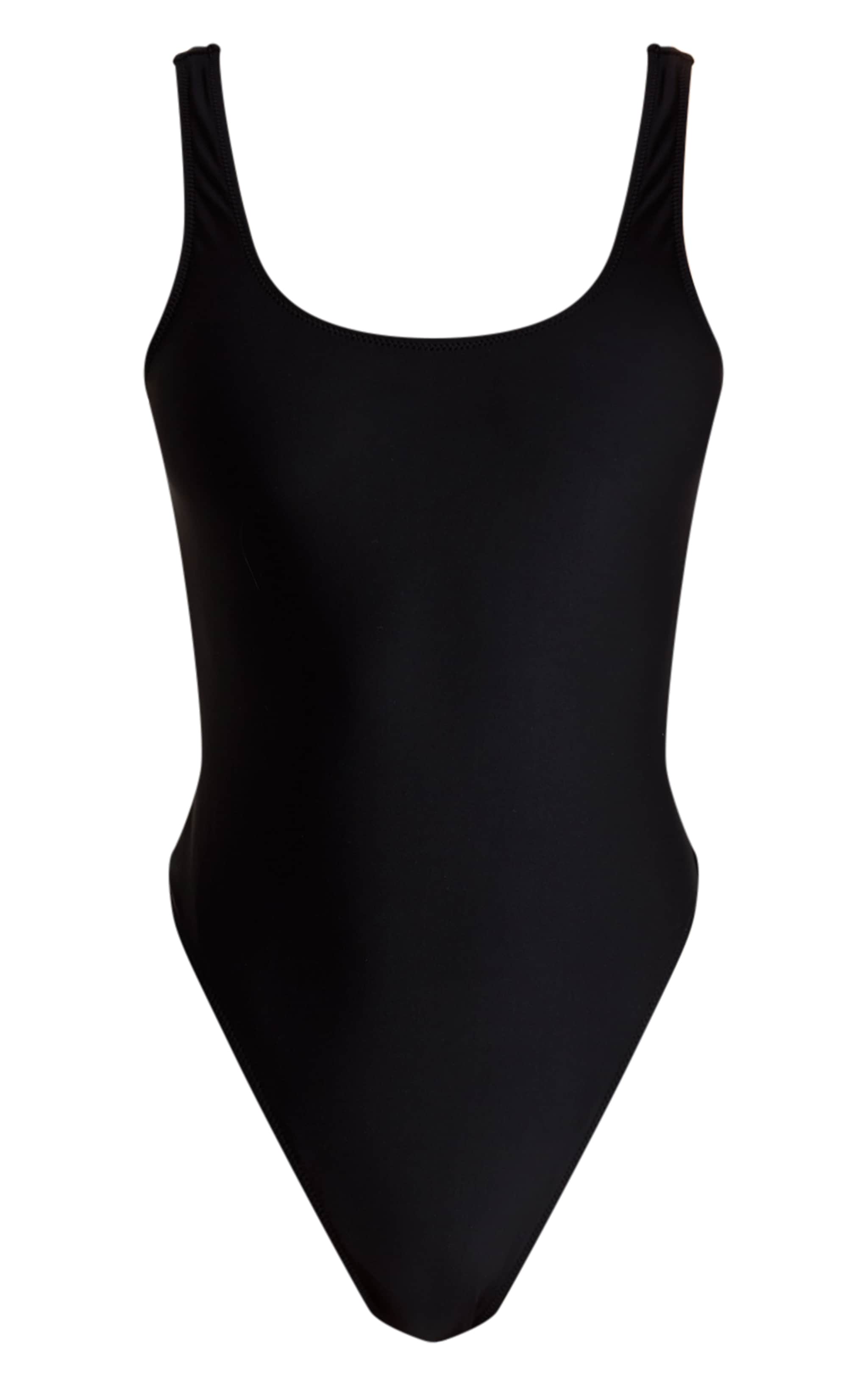 Black Basic Scooped Swimsuit. image 5