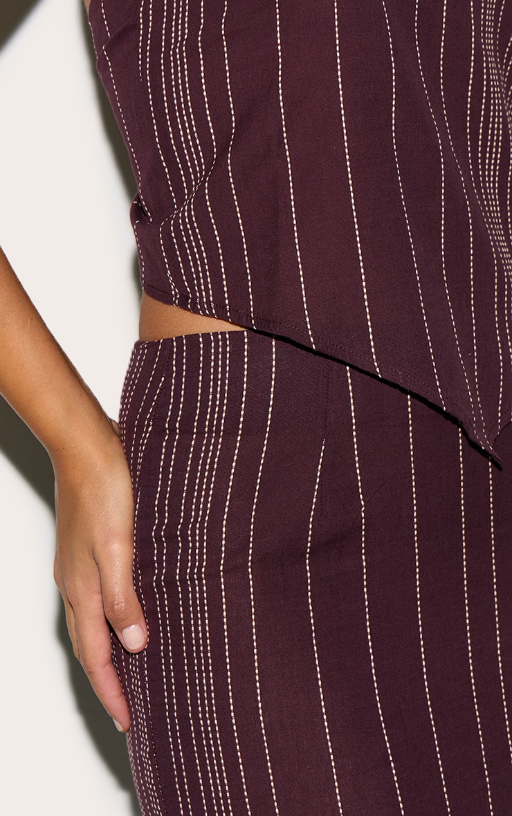 Tall Dark Brown Embroidered Stripe Maxi Skirt image 4