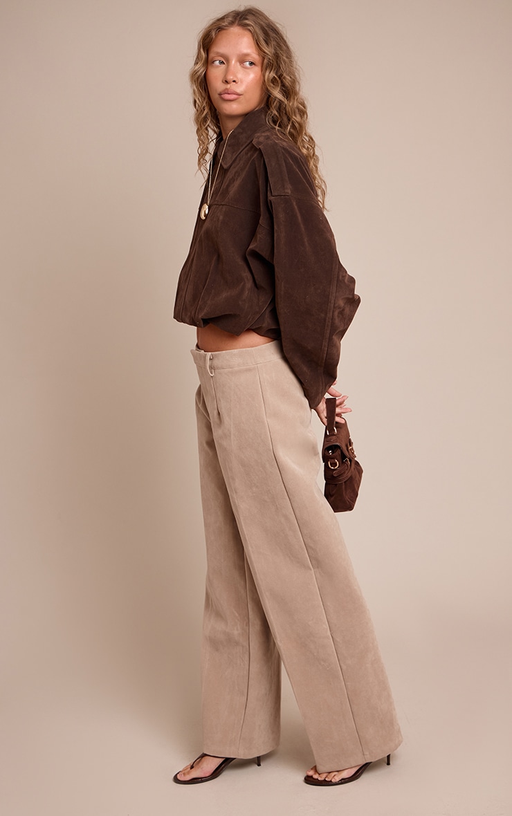 Sand Faux Suede Straight Leg Pants image 2