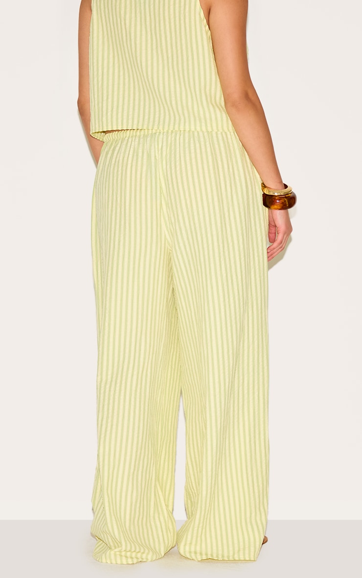 Plus Pantalon droit citron vert noué sur la taille à rayures image 3