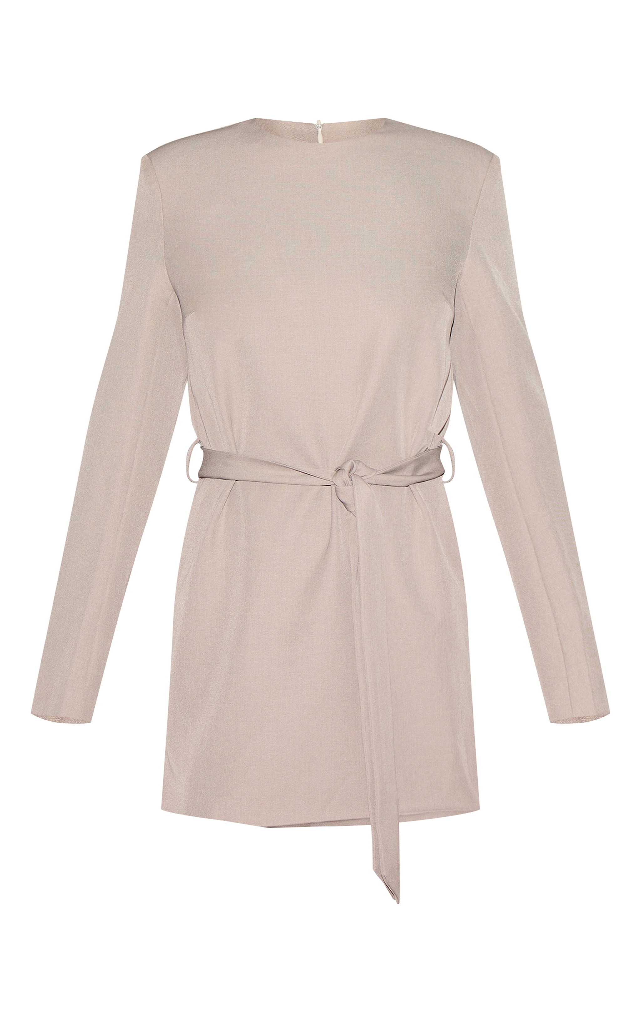 Robe de tailleur droite grise à manches longues et ceinture image 5