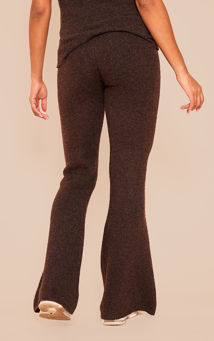 Maternité Pantalon de grossesse flare en maille tricot deluxe marron chocolat image 3