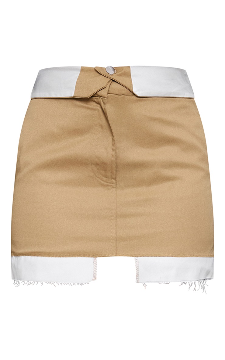 Camel Twill Foldover Waist Mini Skirt PrettyLittleThing