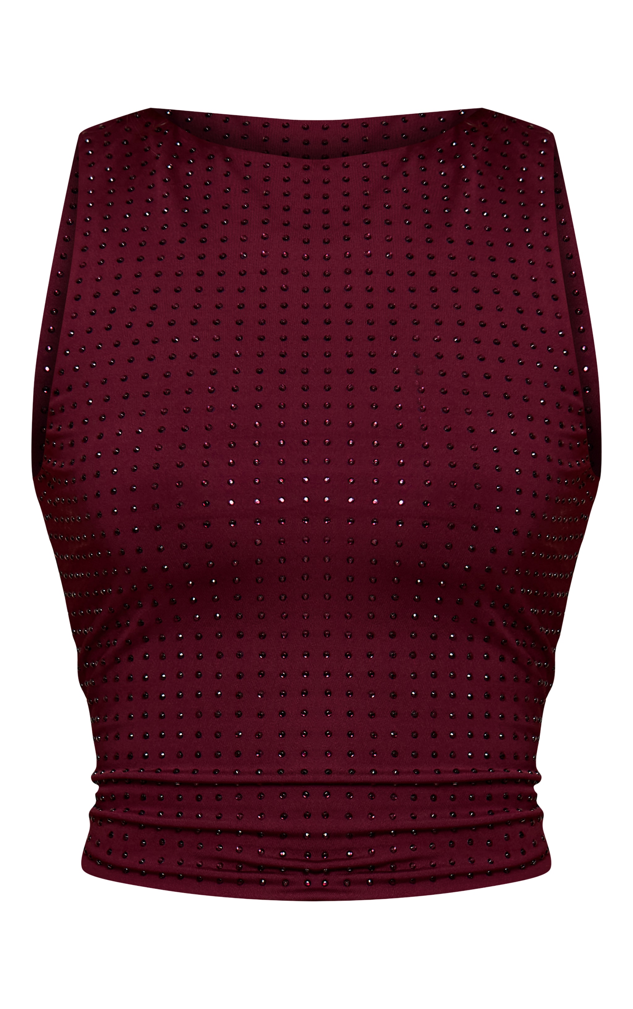 Burgundy Hot Fix Sleeveless Long Top image 5