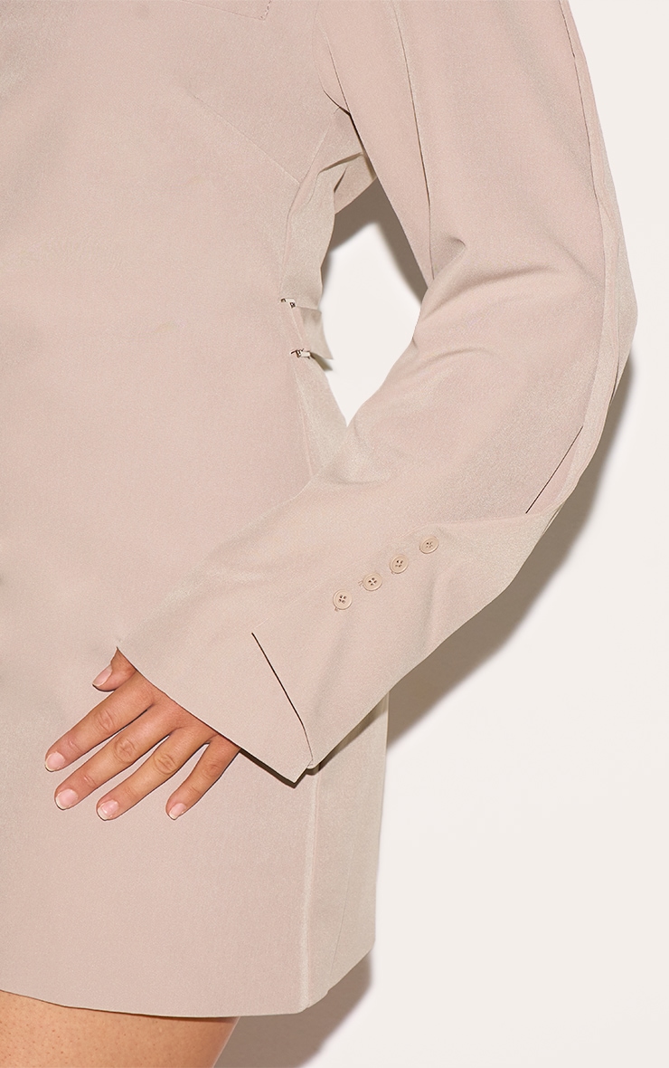 Shape Beige Woven Cinched Adjustable Waist Blazer image 4