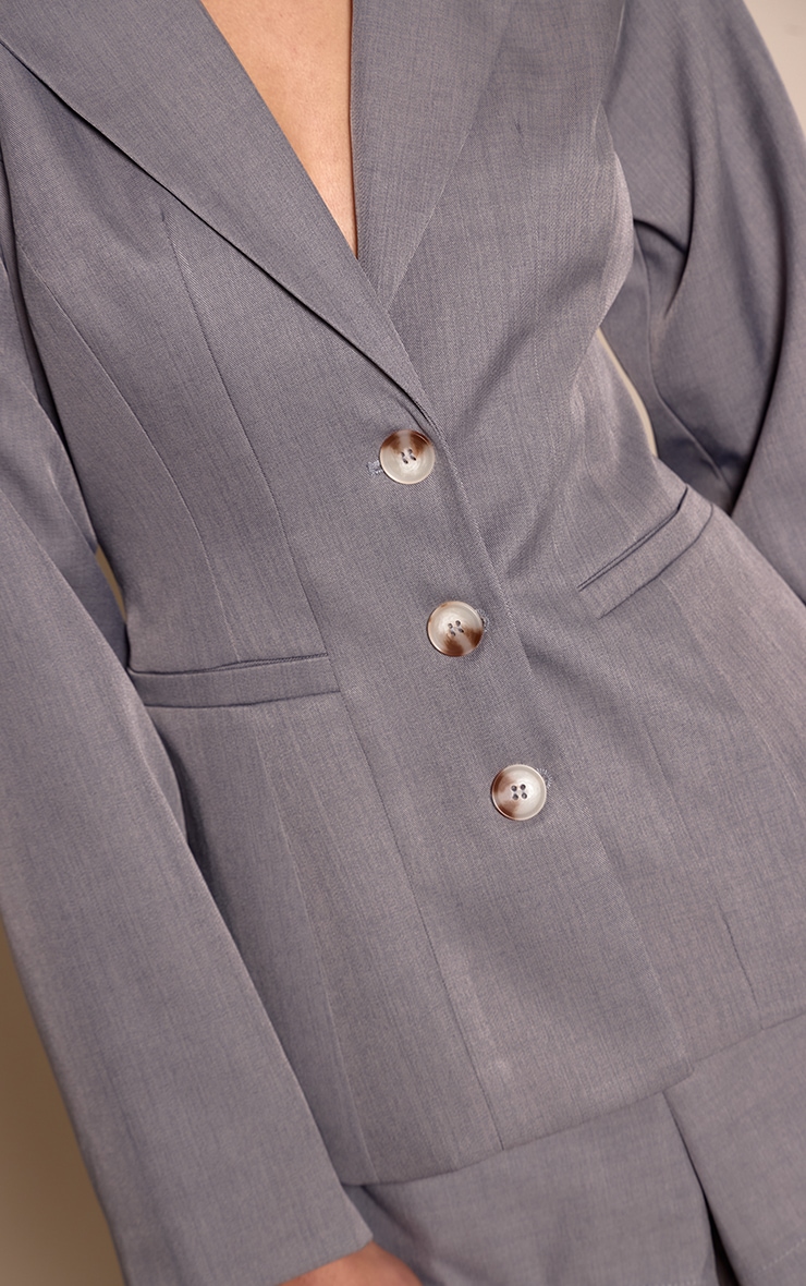 Grey Tailored Woven Button Detail Playsuit image 4