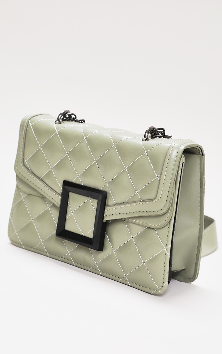 Sage Green Quilted Cross Body Bag PrettyLittleThing