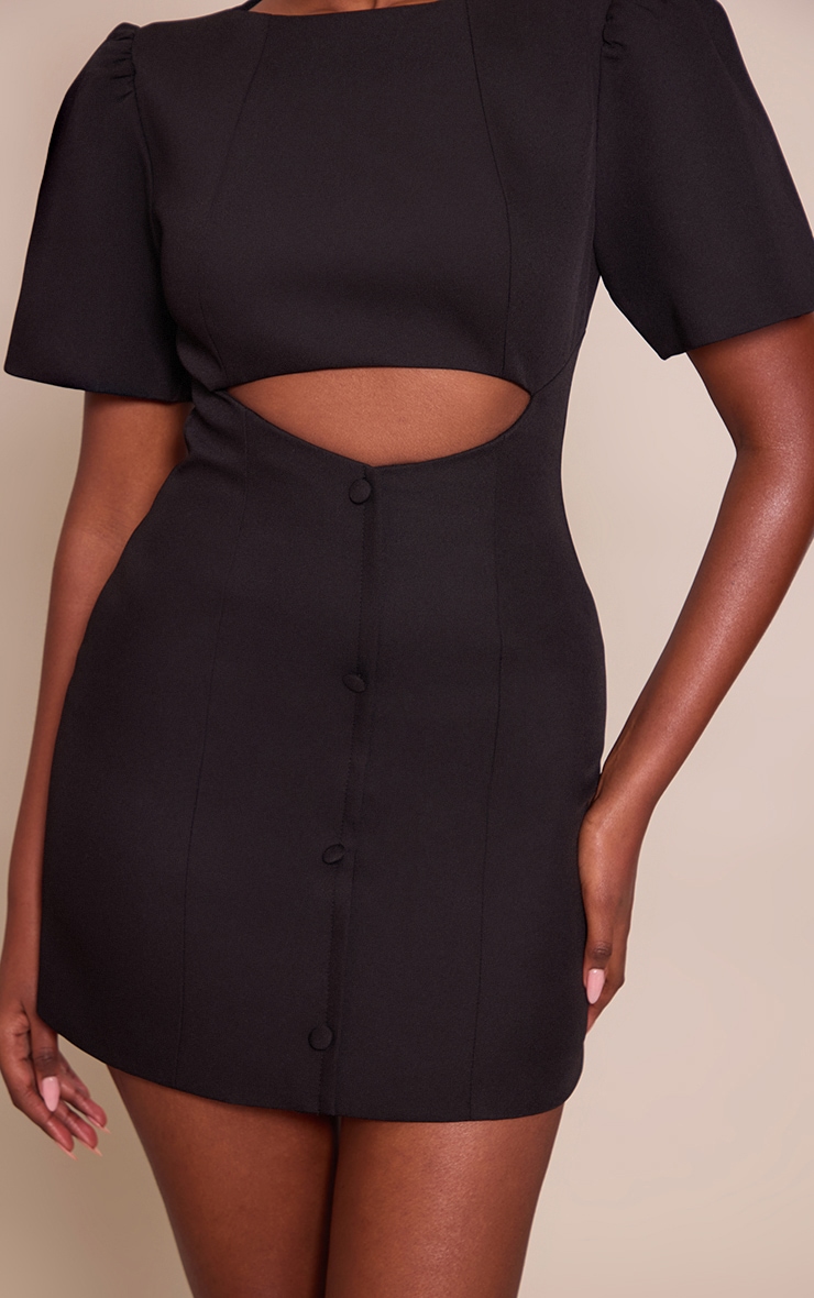 Black Button Down Cut Out Mini Dress image 4
