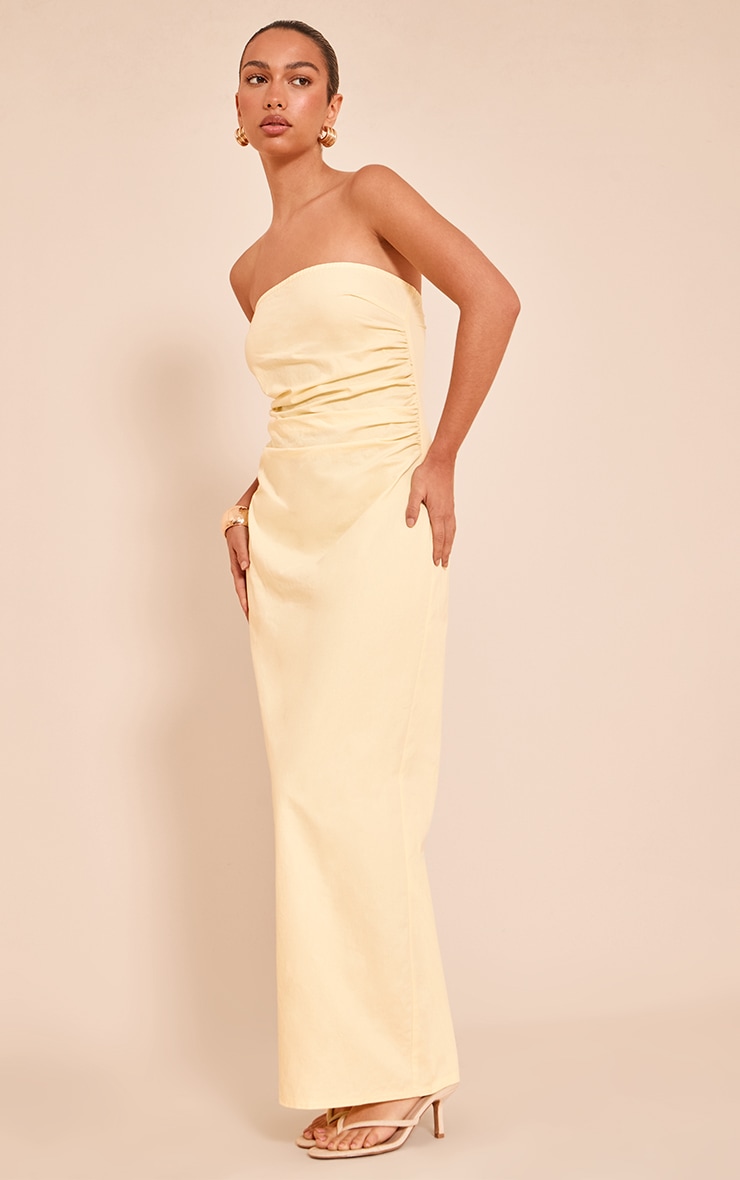 Lemon Bandeau Ruched Midaxi Dress image 3