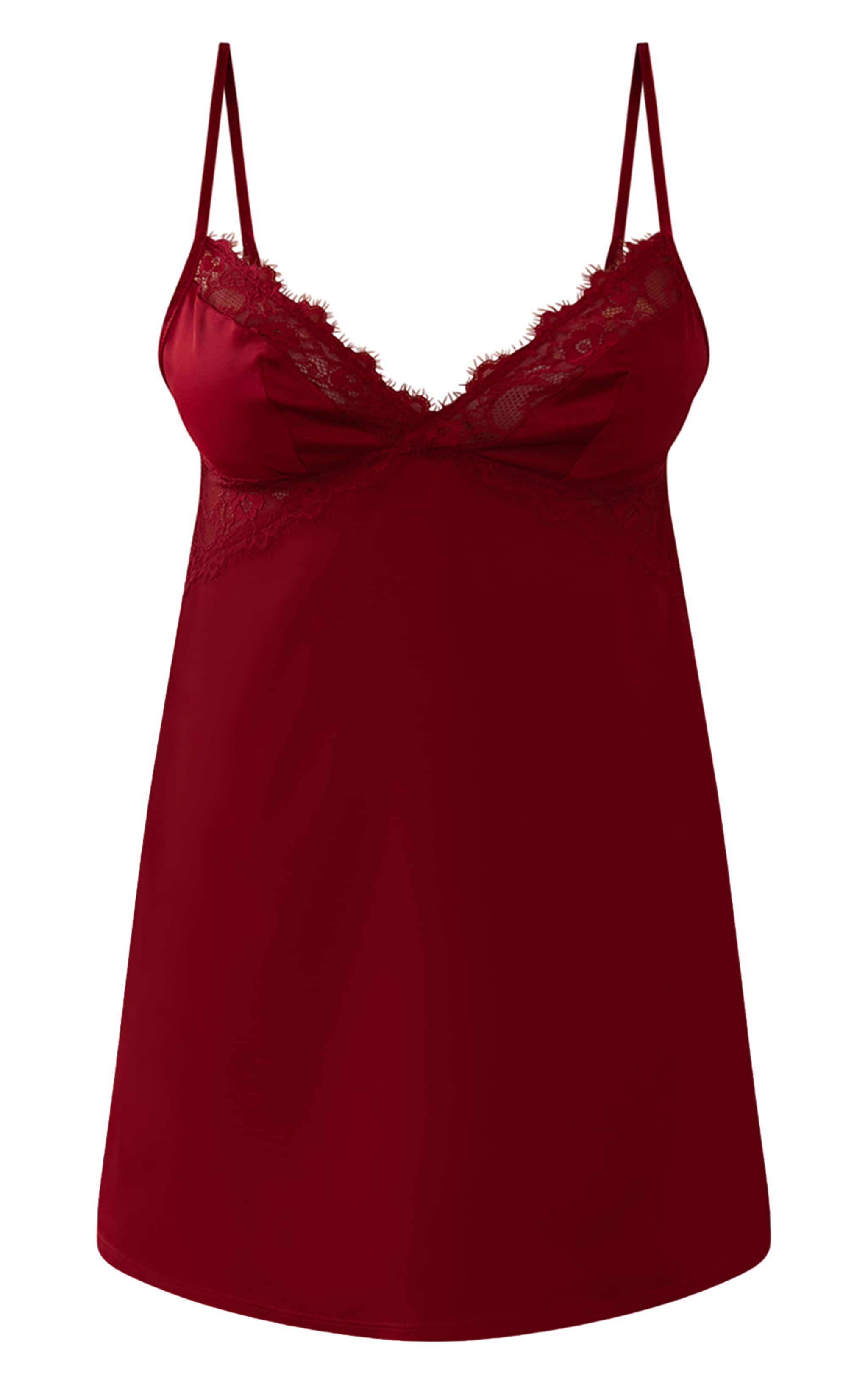 Red Satin Nightie With Lace Details image 6