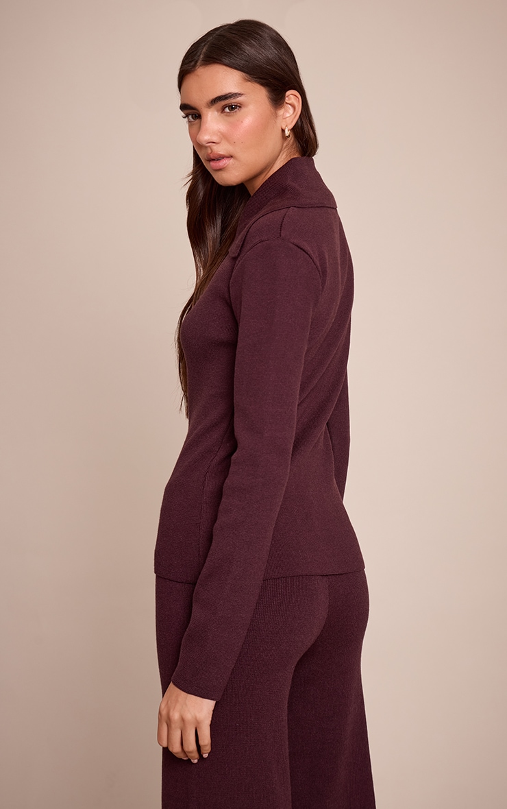 Chocolate Sailor Collar Long Sleeve Knitted Sweater  image 2