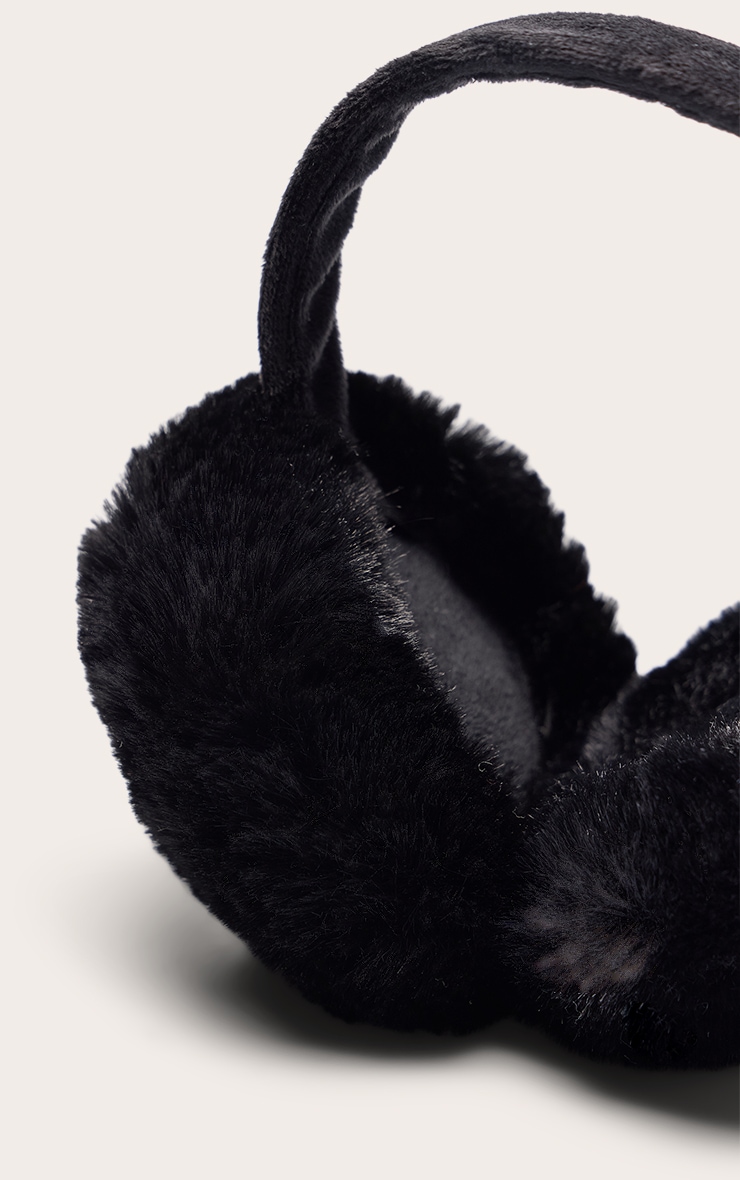 Black Soft Faux Fur Ear Muffs image 3