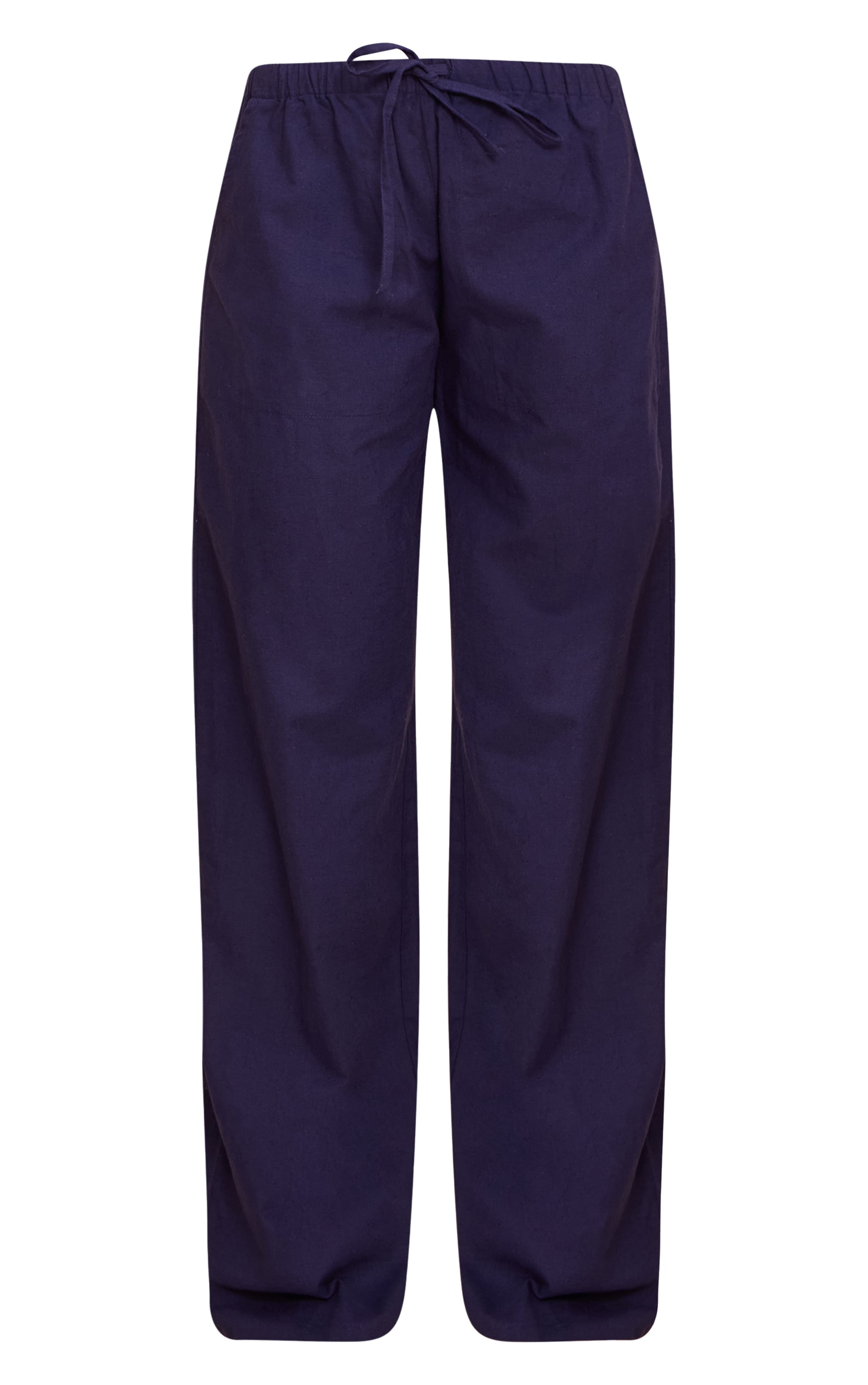 Tall Navy Linen Drawstring Waist Pants image 5
