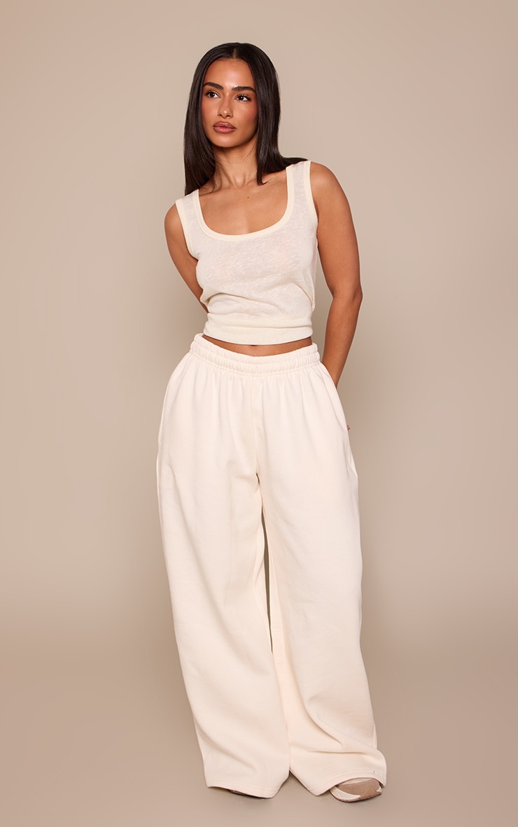 Petite Cream Super Wide Leg Sweatpants image 1