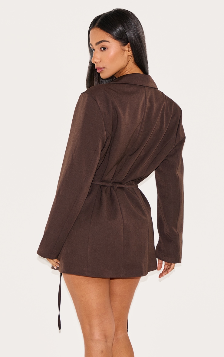 Petite Robe blazer chocolat à détail ceinture image 2