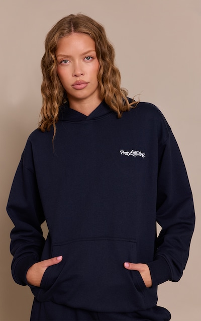 PLT Navy 440 GSM Heavyweight Cotton Loopback Hoodie