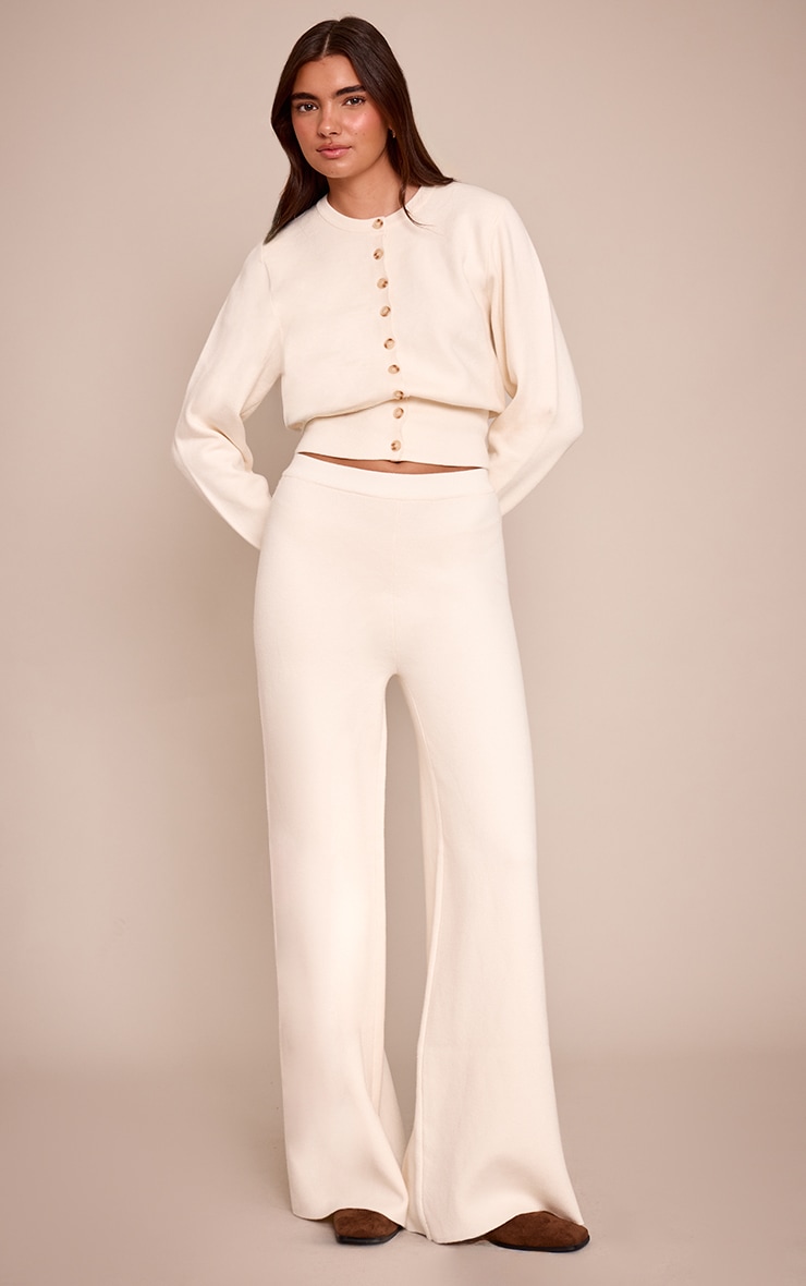 Cream Compact Knit Trouser image 1