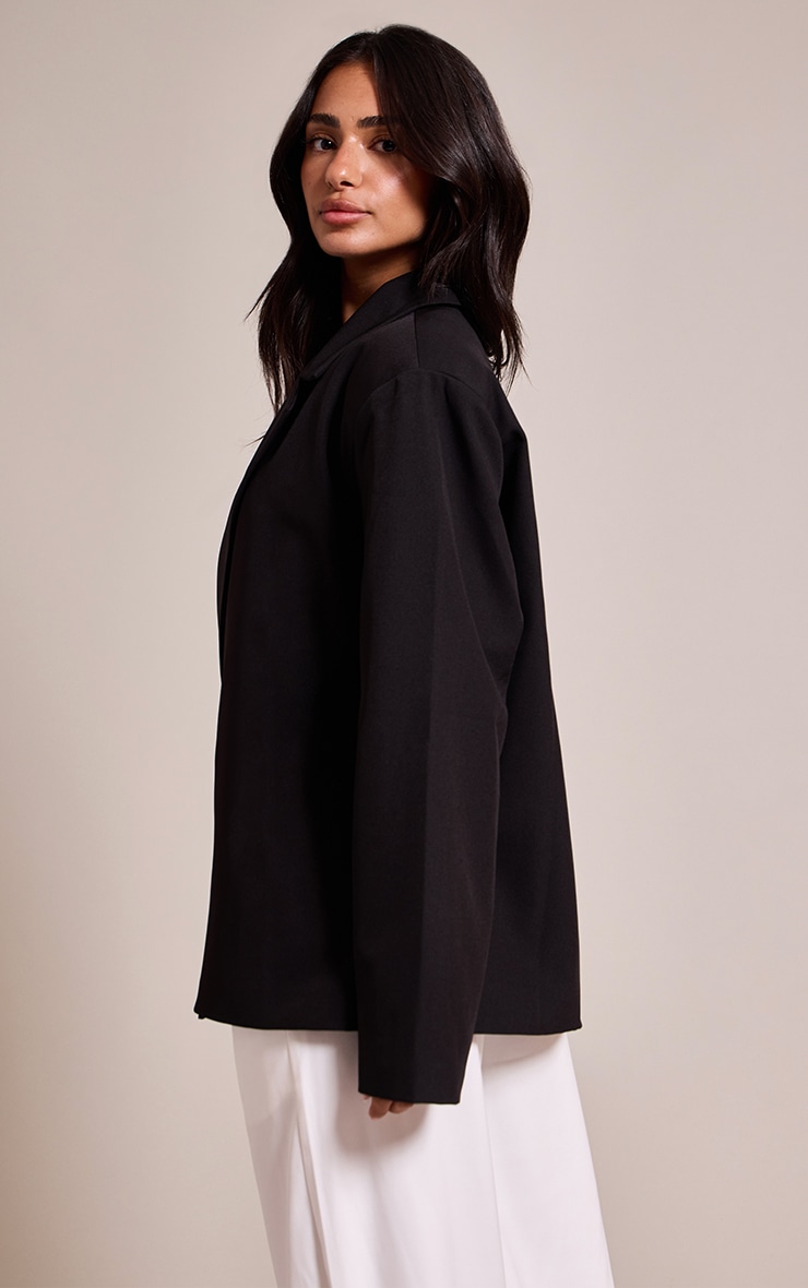 Petite Black Oversized Boxy Crossover Blazer image 2