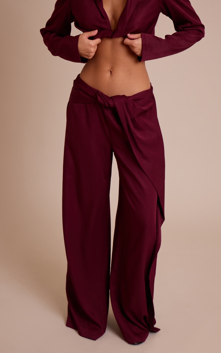 Dark Wine Twist Detail Pants image 2