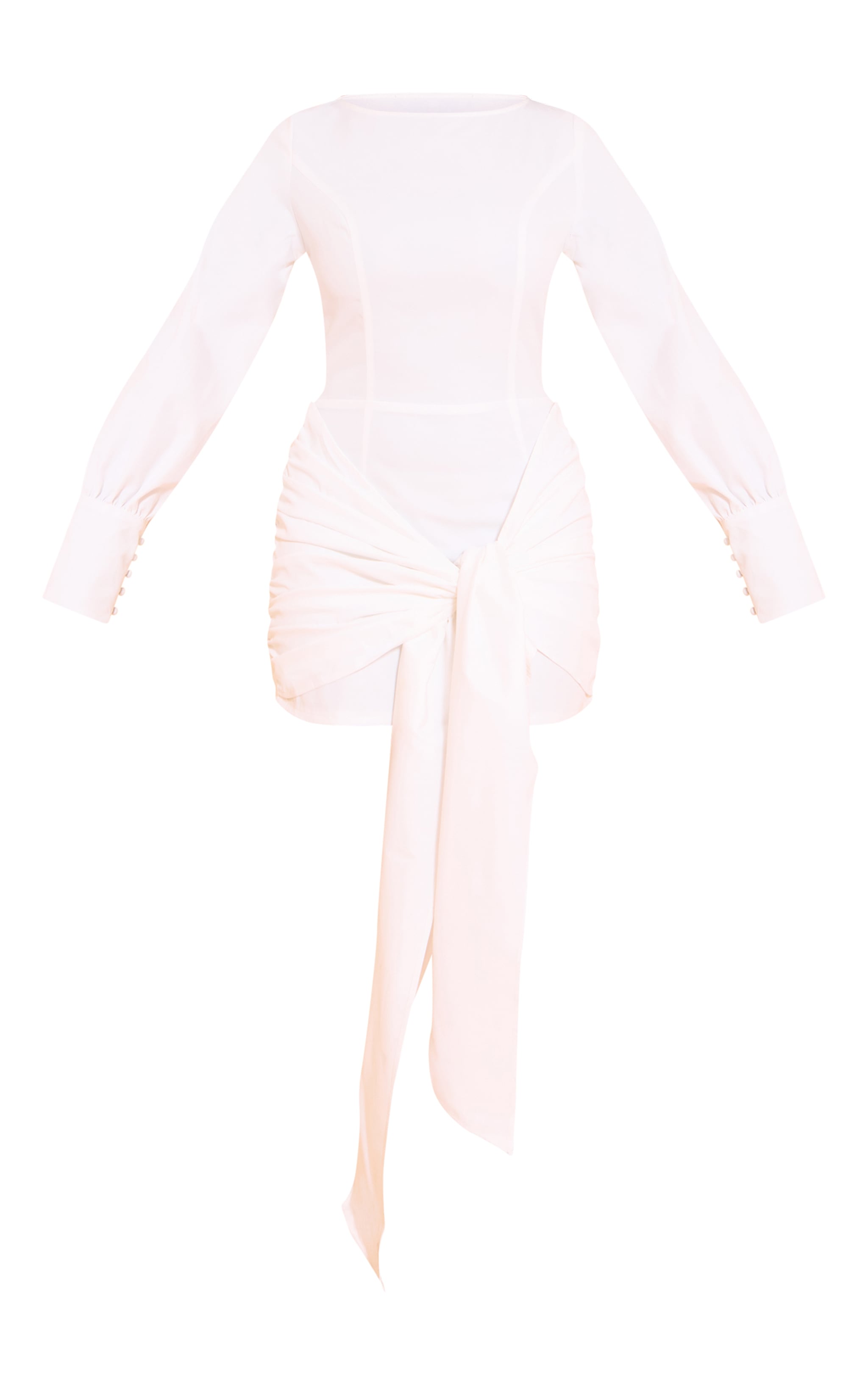 Shape White Boat Neck Wrap Skirt Shirt Dress image 5