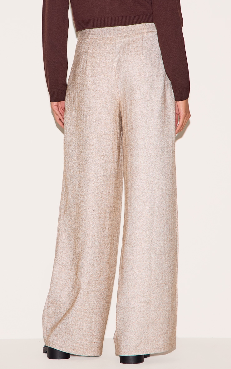 Sand Herringbone Mid Rise Tailored Pants image 3