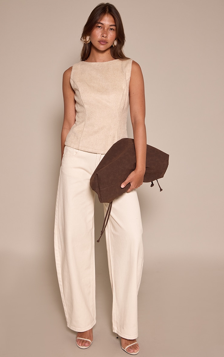 Sand Brushed Wool Fitted Boatneck Top  image 3