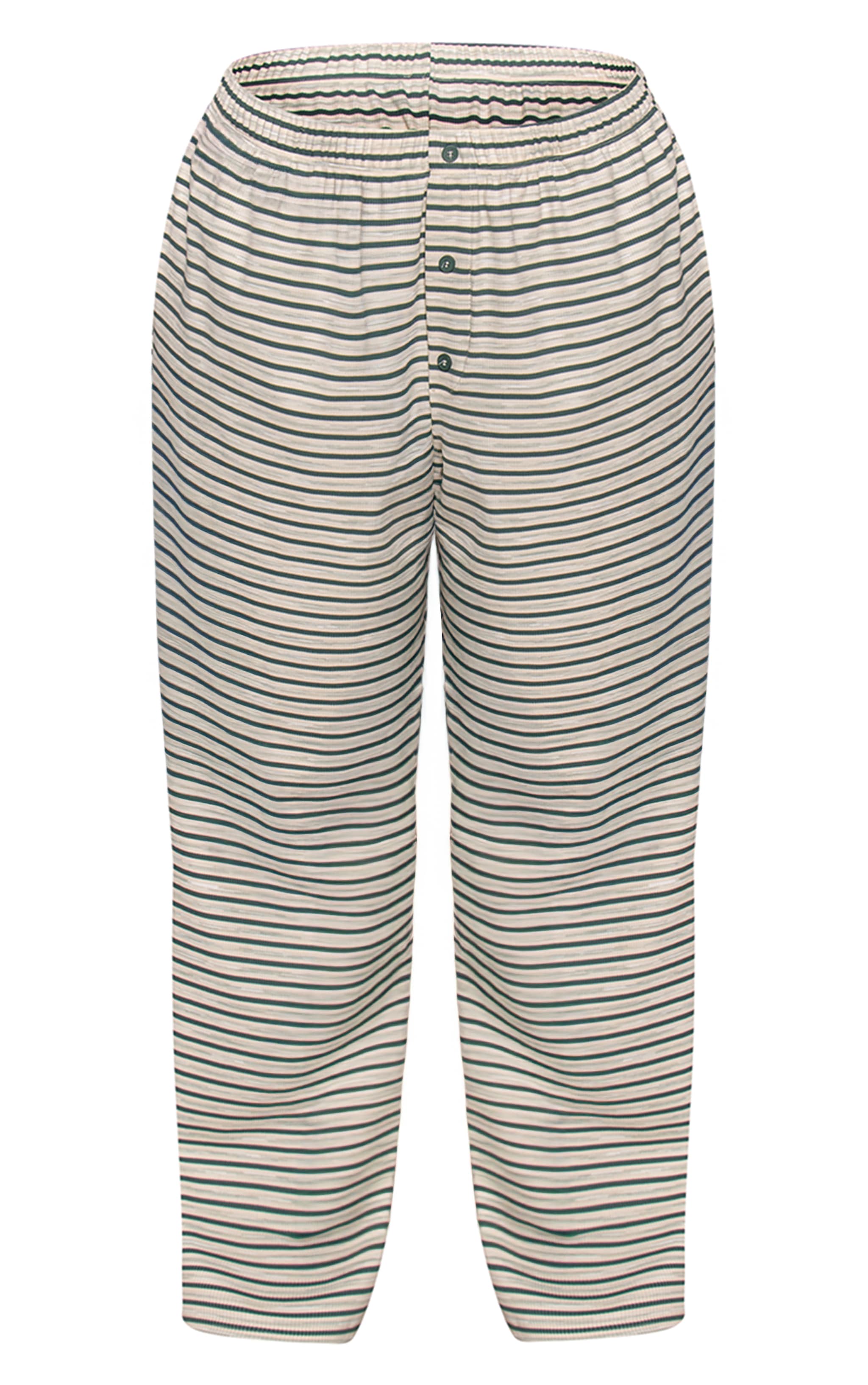 Plus Teal Stripe Soft Rib Relaxed Elasticated Pants image 5