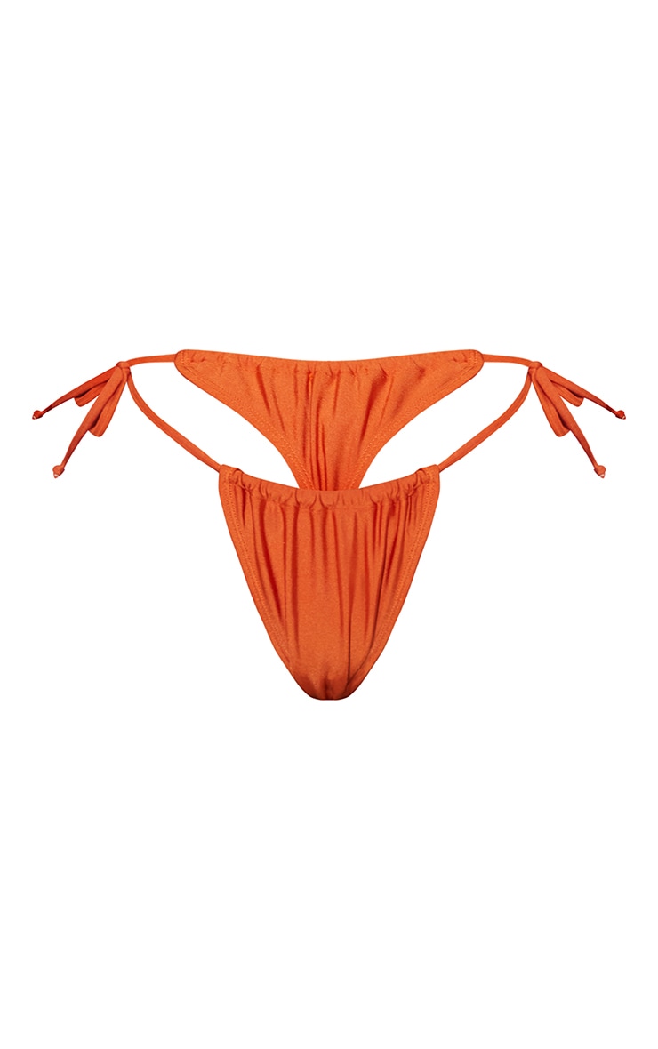 Shiny Rust Mix & Match Thong Bikini Bottoms image 5