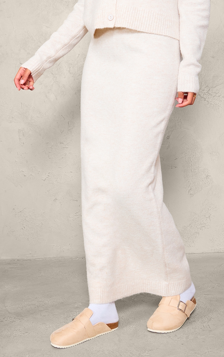 Tall Oatmeal Melange Soft Knit Maxi Skirt image 2