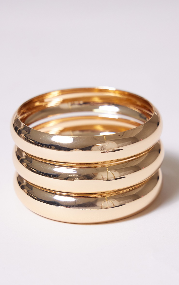 Gold Chunky Bangle 3 Pack image 3