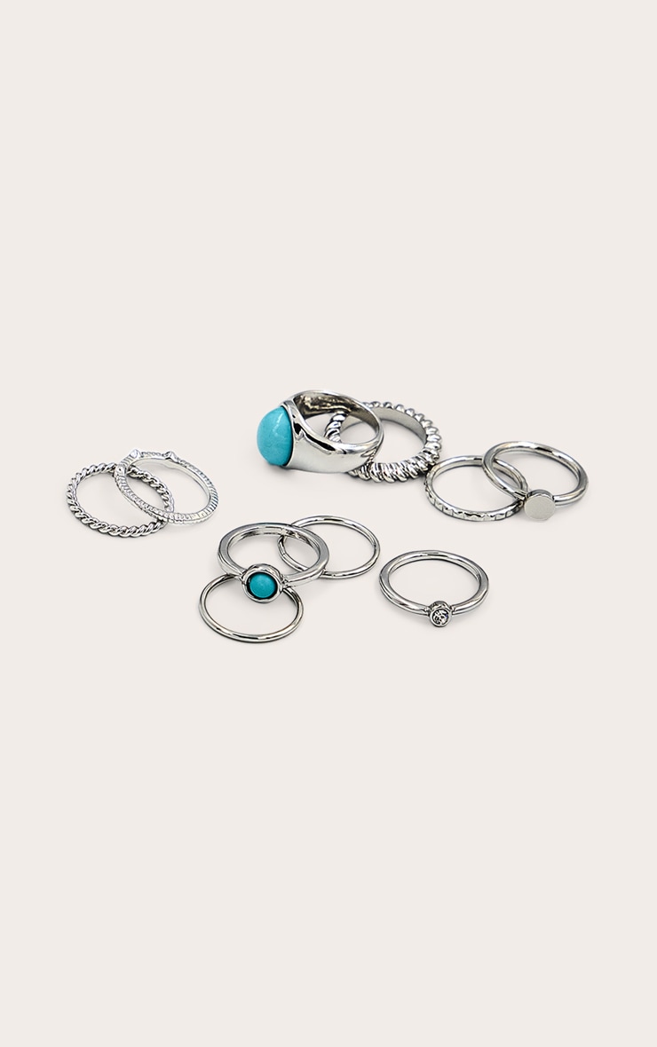 Blue Resin Stone Multi Pack Rings image 3