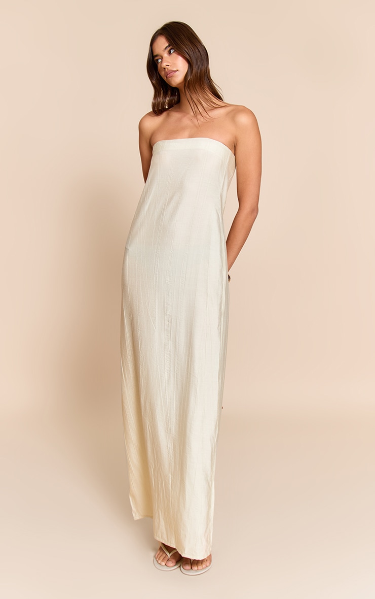 Robe bustier droite texturée gris pierre image 3