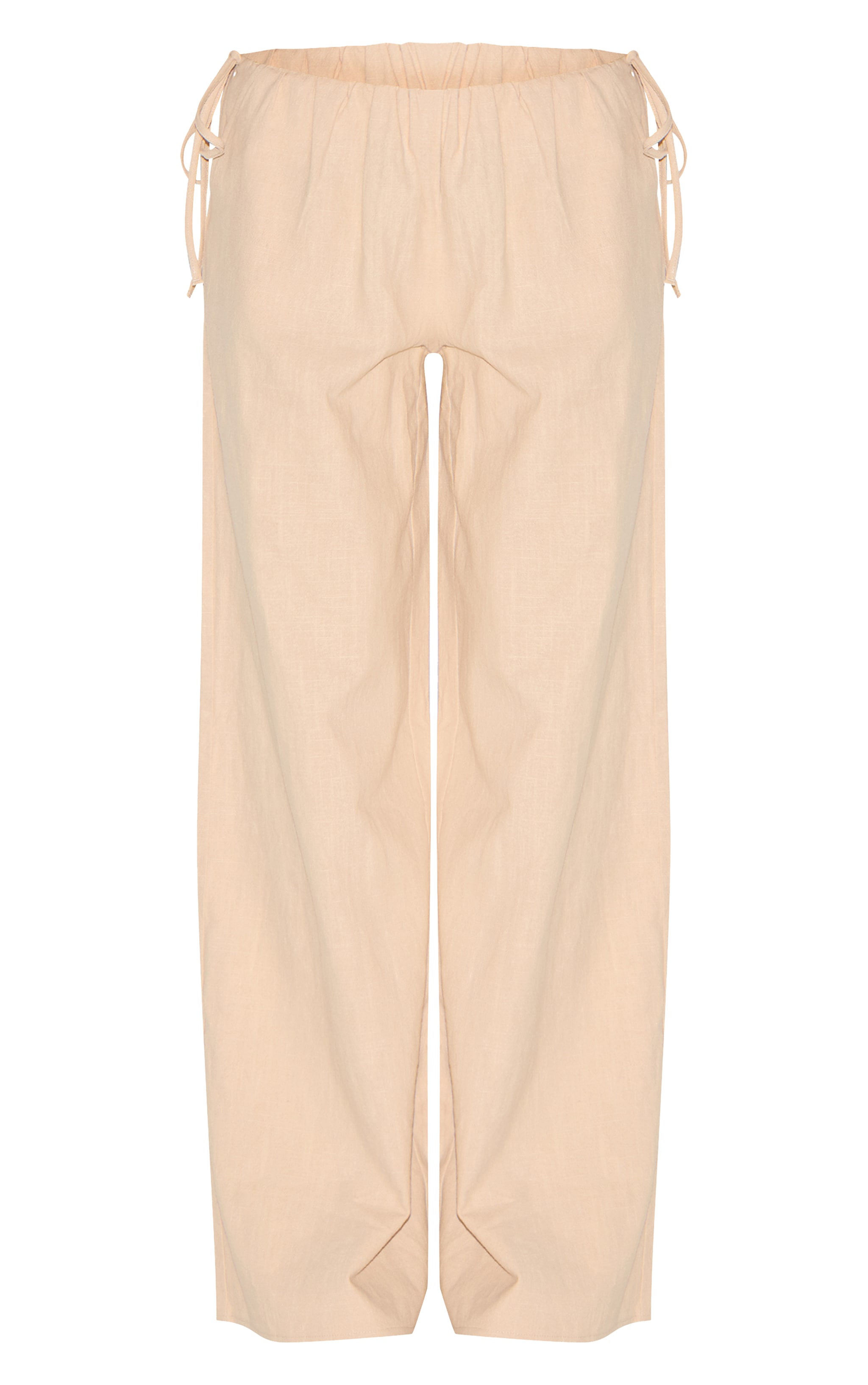Tall Natural Premium Linen Look Side Tie Detail Wide Leg Pants image 5