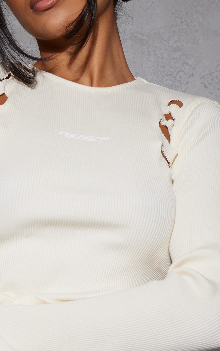 Cream Cut Out Detail Crop Top image 1