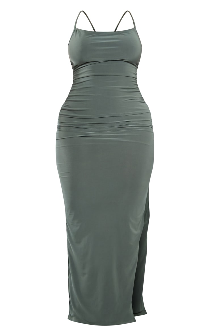 Shape Khaki Slinky Cowl Neck Maxi Dress image 5
