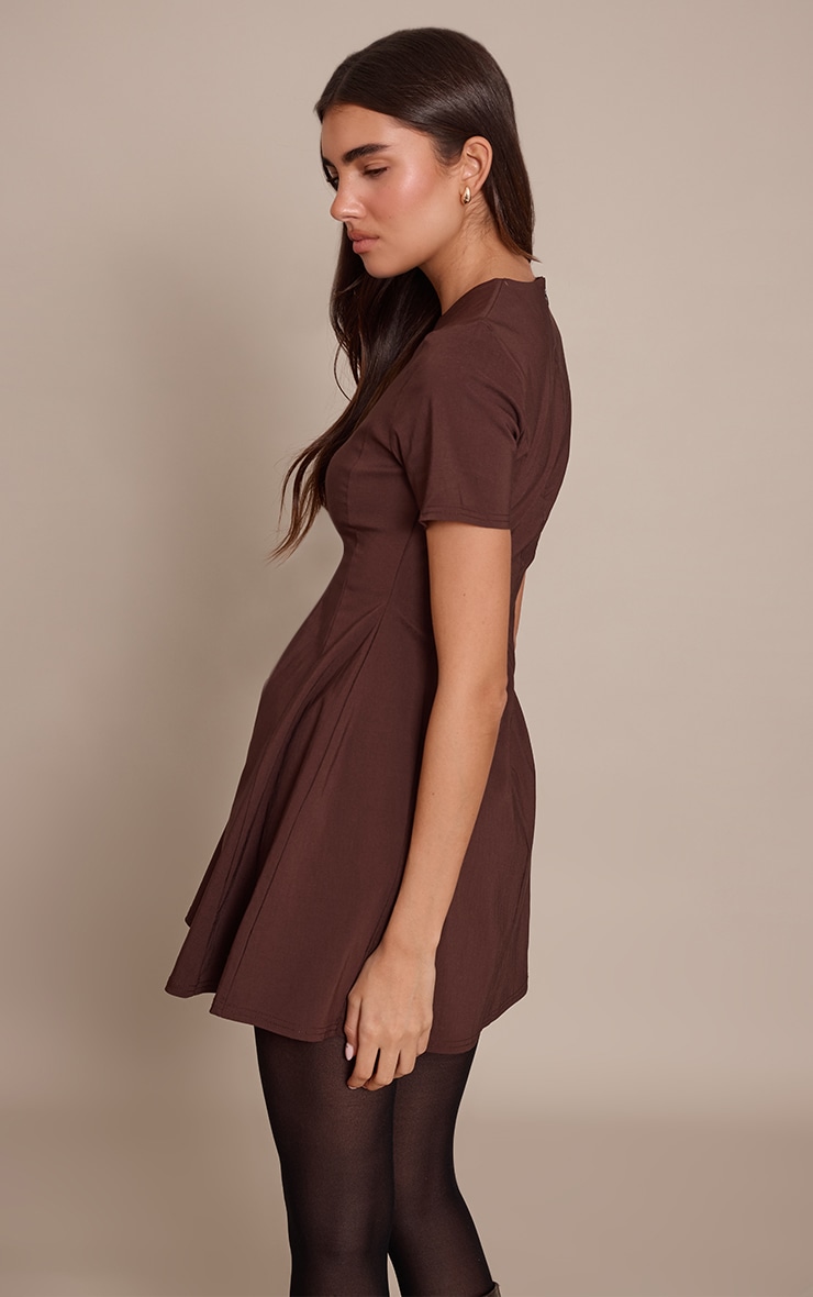 Chocolate Cap Sleeve Shift Dress image 2