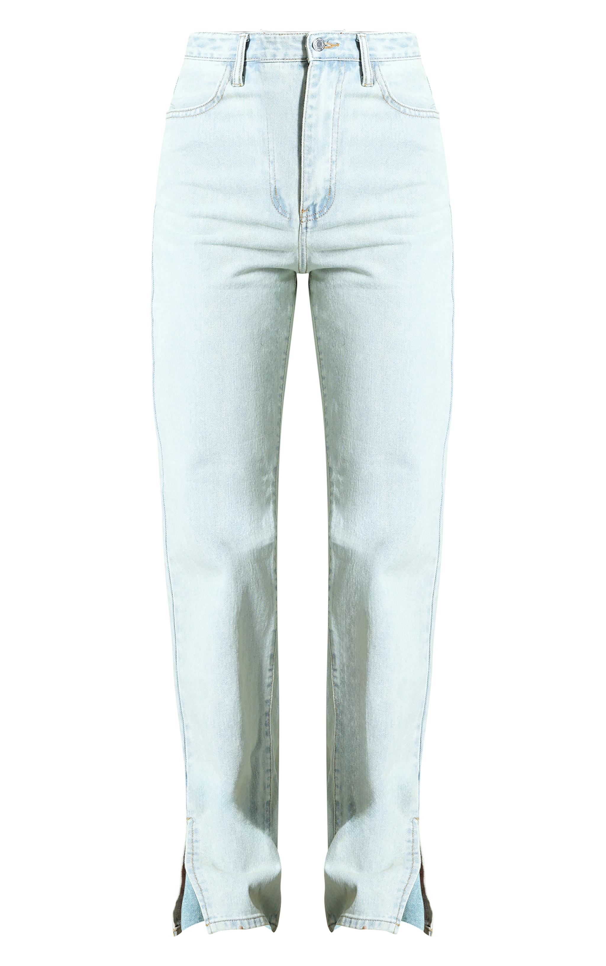 Light Blue Vintage Wash Split Hem Jeans image 5