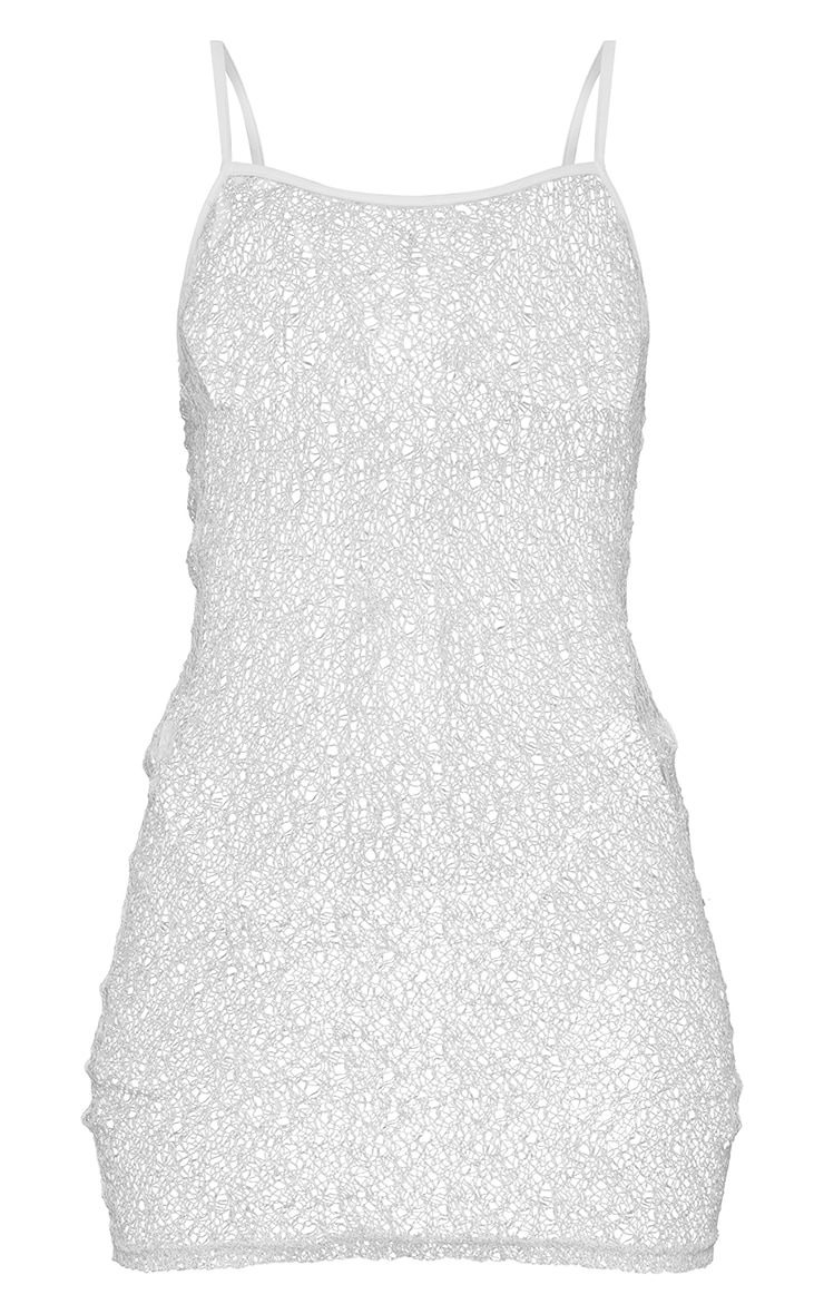 White Net Halterneck Beach Mini Dress image 5