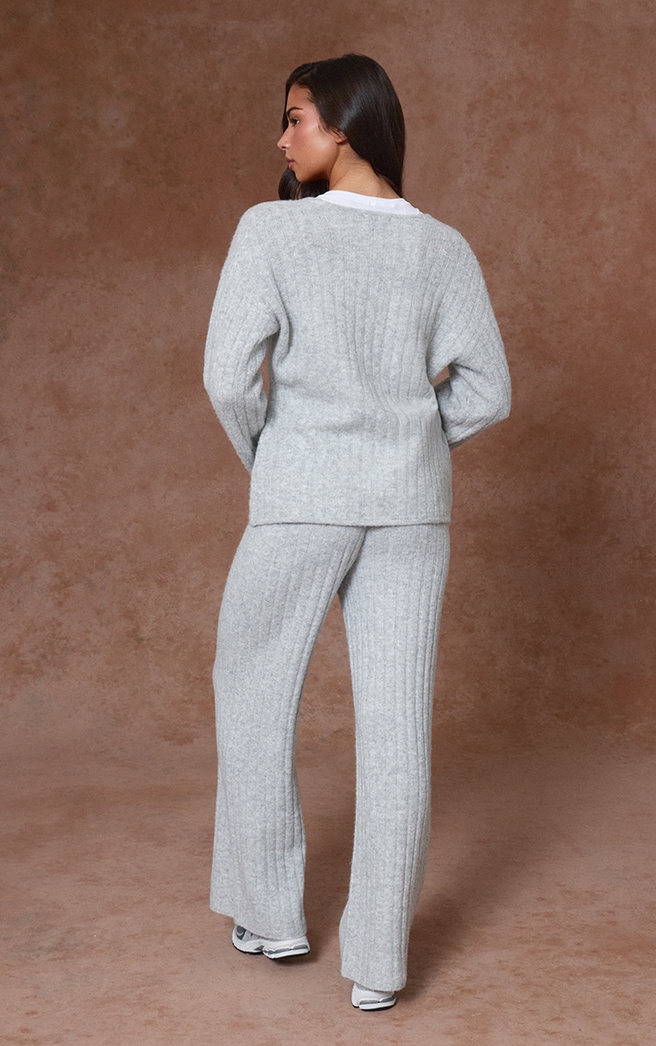 Soft Grey Hazel Knit Wide Leg Trouser  image 3