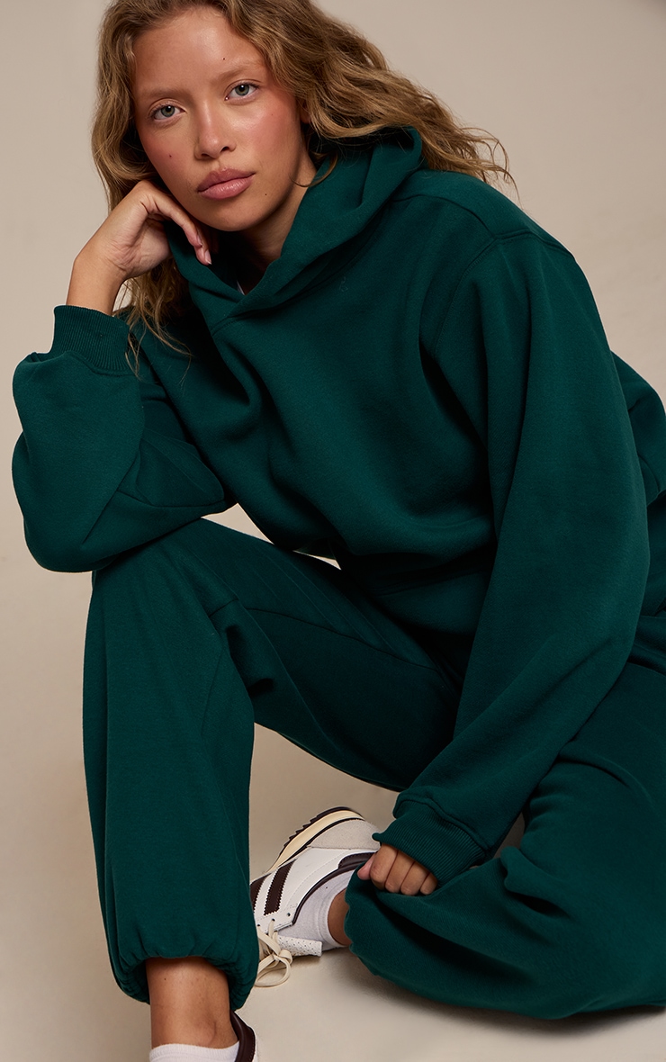 Hoodie pullover en coton polaire vert sapin image 1