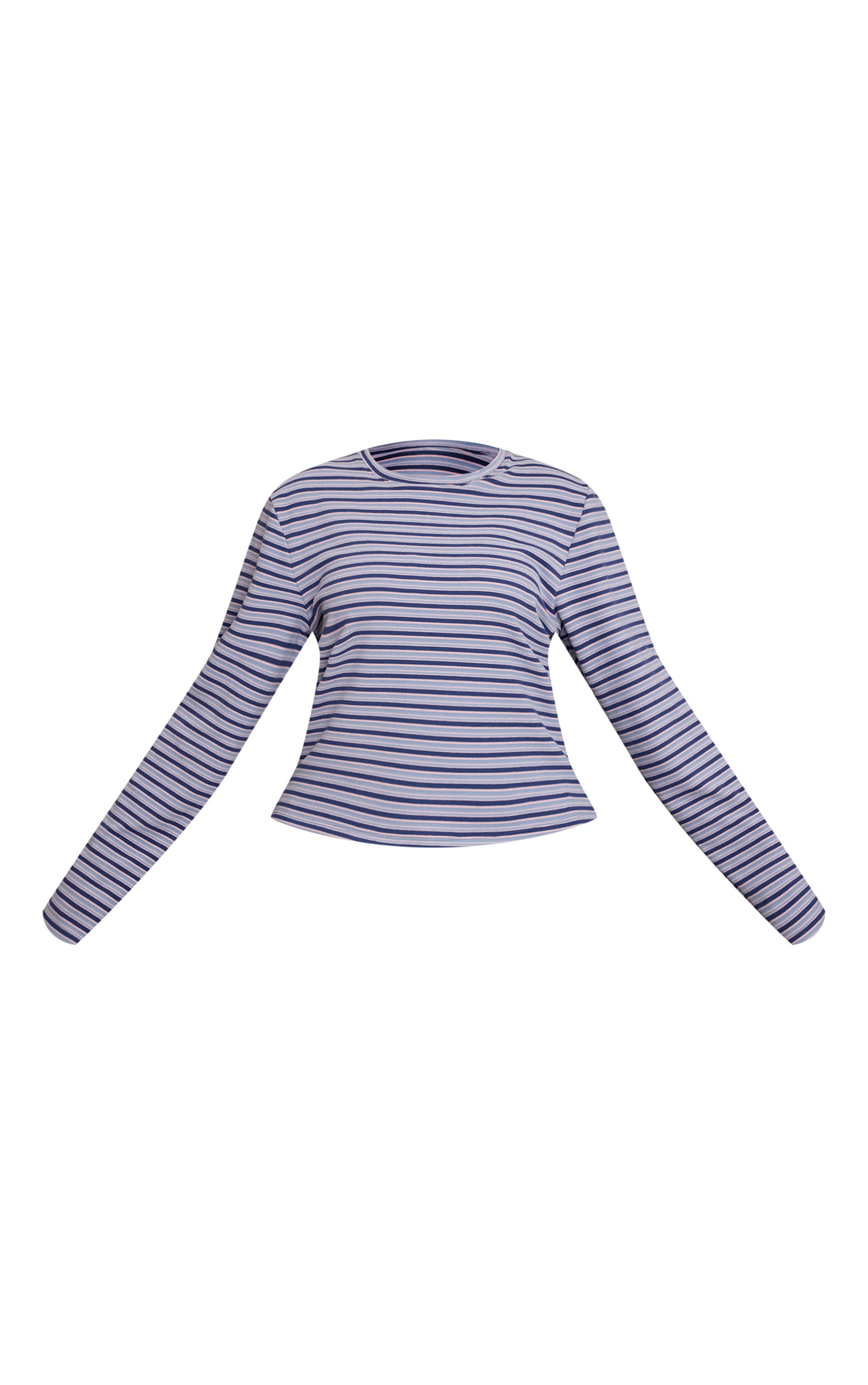 Plus Navy Striped Soft Fleece Long Sleeve Top image 5