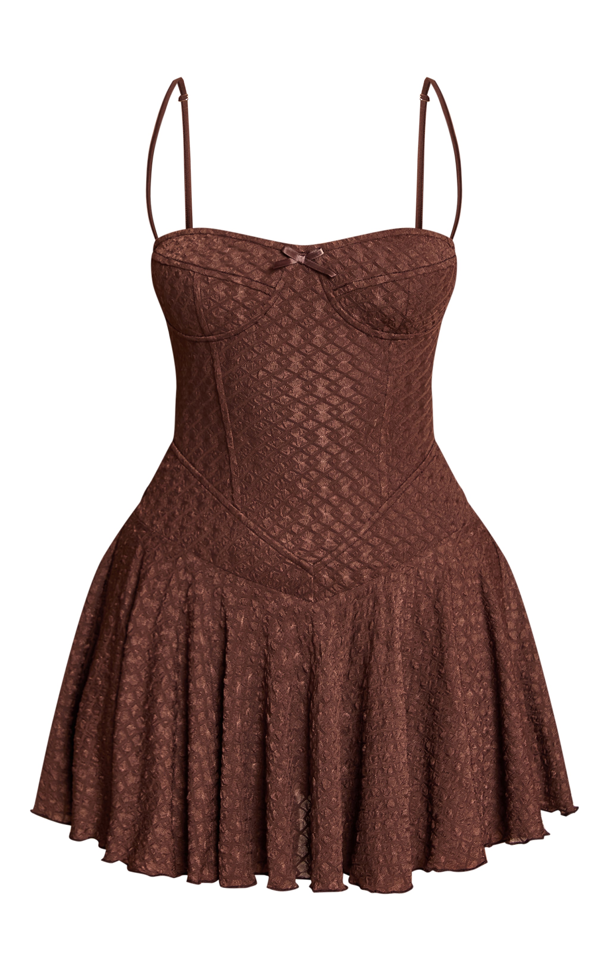 Chocolate Textured Lace Strappy Skort Floaty Romper image 5