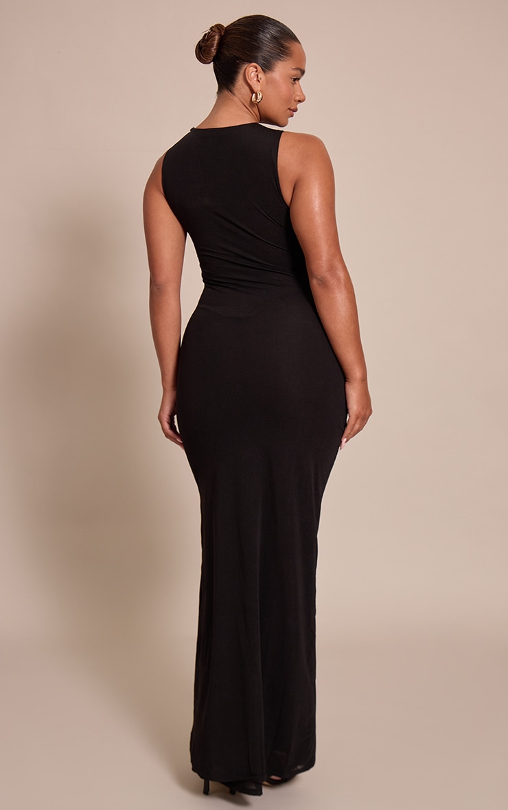 Shape Black Chiffon Cutout Ruched Maxi Dress image 2